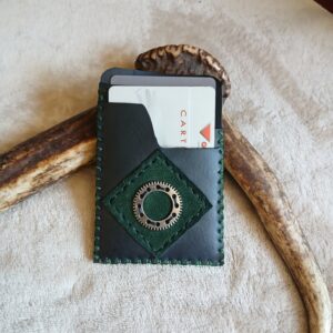 Porte-cartes vert foncé